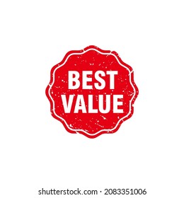 Abstract Red Grungy Best Value Rubber Stamp Sign Illustration Vector, Best Value Text Seal, Mark, Label Design Template