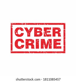 Abstract Red Grungy Cyber Crime Rubber Stamps Sign Illustration Vector, Cyber Crime Text Seal, Mark, Label Design Template