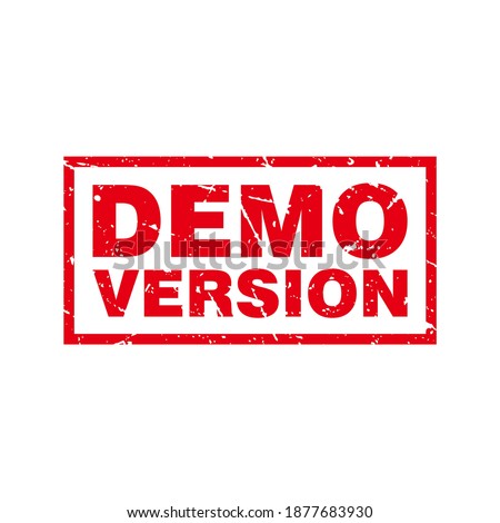 Abstract Red Grungy Demo Version Rubber Stamp Sign Illustration Vector, Demo Version Text Seal, Mark, Label Design Template