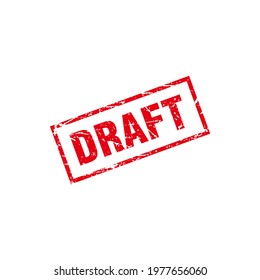 Abstract Red Grungy Draft Rubber Stamp Sign Illustration Vector, Draft Text Seal, Mark, Label Design Template