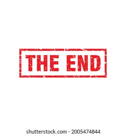 Abstract Red Grungy The End Rubber Stamp Sign Illustration Vector, The End Text Seal, Mark, Label Design Template