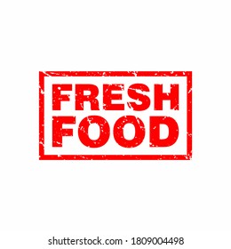 Abstract Red Grungy Fresh Food Rubber Stamps Sign Illustration Vector, Fresh Food Text Seal, Mark, Label Design Template
