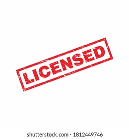 Abstract Red Grungy Licensed Rubber Stamps Sign Illustration Vector, Licensed Text Seal, Mark, Label Design Template