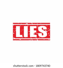 Abstract Red Grungy Lies Rubber Stamps Sign Illustration Vector, Lies Text Seal, Mark, Label Design Template