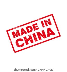 Abstract Red Grungy Made In China Rubber Stamps Sign Illustration Vector, Made In China Text Seal, Mark, Label Design Template