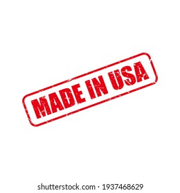 Abstract Red Grungy Made In USA Rubber Stamp Sign Illustration Vector, Made In United States of America Text Seal, Mark, Label Design Template