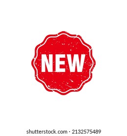 Abstract Red Grungy New Rubber Stamp Sign Illustration Vector, New Text Seal, Mark, Label Design Template