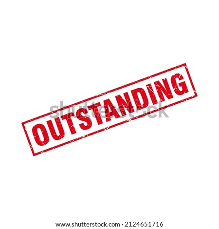 Abstract Red Grungy Outstanding Rubber Stamp Sign Illustration Vector, Outstanding Text Seal, Mark, Label Design Template