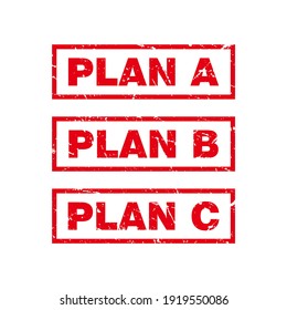 Resumen Plano Grungy Rojo Signo de goma Vector de Ilustración, Plan A B Sello de texto, Marca, Plantilla de diseño de etiquetas