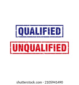 Abstract Red Grungy Qualified and Qualified Rubber Stamp Sign Illustration Vector, Qualified Text Seal, Mark, Label Design Template