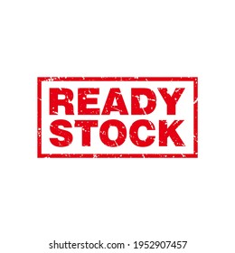 Abstract Red Grungy Ready Stock Rubber Stamps Sign Illustration Vector, Ready Stock Text Seal, Mark, Label Design Template