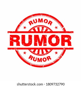Abstract Red Grungy Rumor Rubber Stamps Sign with Circle Shape Illustration Vector, Rumor Text Seal, Mark, Label Design Template