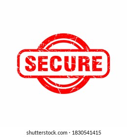 Abstrakter, roter, grundiger, sicherer Gummistempel mit Vektorgrafik der Circle Shape-Illustration, Secure-Text-Siegel, Kennzeichnung, Vorlage für das Etikettendesign