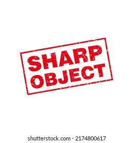 Abstract Red Grungy Sharp Object Rubber Stamp Sign Illustration Vector, Sharp Object Text Seal, Mark, Label Design Template