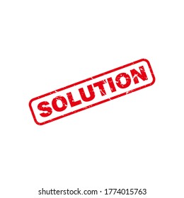 Abstract Red Grungy Solution Rubber Stamp Sign Ilustration Vector, Solution Text Seal, Mark, Label Design Template