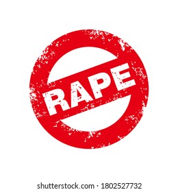Resumen de estampillas de goma roja paran de violar con forma prohibida de círculo Vector de ilustración, plantilla de diseño de campaña Stop Rape