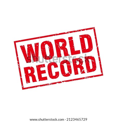 Abstract Red Grungy World Record Rubber Stamp Sign Illustration Vector, World Record Text Seal, Mark, Label Design Template