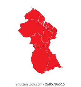 Mapa Abstractas de Guyana Roja con Ciudades
