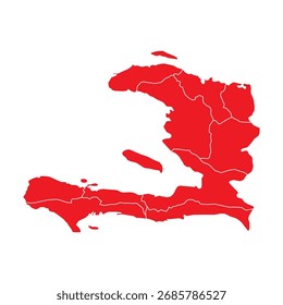 Mapa Abstractas de Haití Rojo con Ciudades