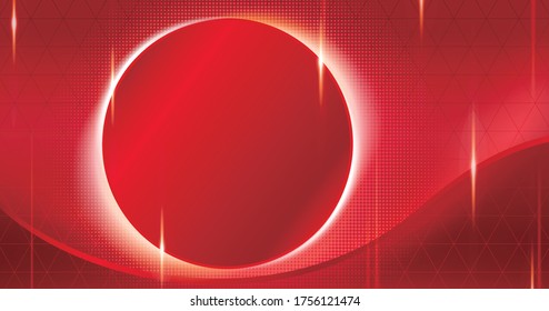 Abstract red halftone background with round copyspace and light effect