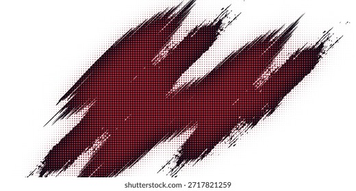 Abstract Red Halftone Grunge Vector Seamless Black and White Texture. Vintage, Dirty, Watercolor, Rough Background, Cracked Ground Texture. vector