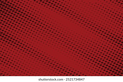 Abstract red halftone wave dotted background. Futuristic twisted grunge pattern, dot, circles. Vector modern optical pop art texture.