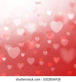 Abstract red heart background. Heart shapes pattern and texture for greeting card, wedding card, wallpaper, celebration with sweet and romantic moment. Vector illustration.