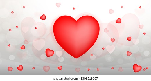 Abstract red heart background for Valentine's day and wedding card with sweet and romantic moment. Vector illustration design.