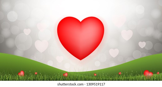 Abstract red heart background for Valentine's day and wedding card with sweet and romantic moment. Vector illustration design.