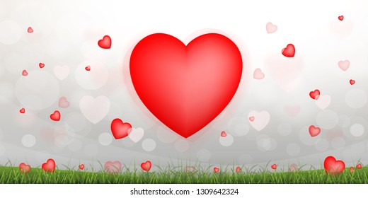 Abstract red heart background for Valentine's day and wedding card with sweet and romantic moment. Vector illustration design.