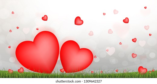 Abstract red heart background for Valentine's day and wedding card with sweet and romantic moment. Vector illustration design.