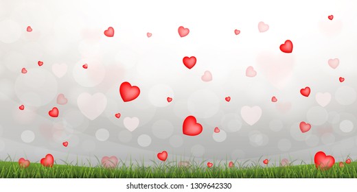 Abstract red heart background for Valentine's day and wedding card with sweet and romantic moment. Vector illustration design.