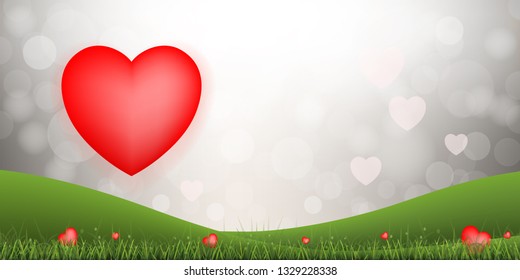 Abstract red heart background for Valentine's day and wedding card with sweet and romantic moment. Vector illustration design.