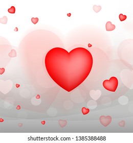 Abstract red heart background for Valentine's day and wedding card with sweet and romantic moment. Vector illustration design.