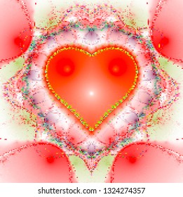 Abstract red heart with dots like confetti - festive vector illustration. Design element for wedding, love, valentine's day projects.