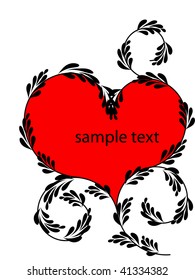 abstract red heart with floral element