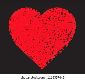 Abstract red heart in grunge style.Vector distressed heart.