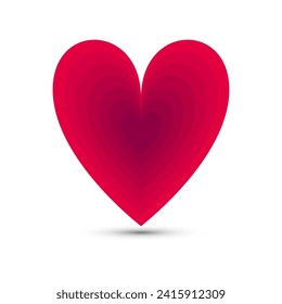 Abstract Red Heart Isolated On White Background. Vector Illustration. Decoration. Valentine's Day