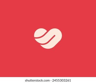 Abstract red heart logotype. Creative love feeling valentines day vector sign.