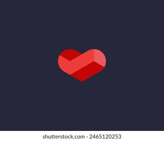 Abstract red heart logotype. Universal love feeling valentines day vector sign.