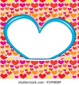 Abstract red heart on vintage pink background - vector illustration. St. Valentine's Day greeting card.No transparency used. Basic (linear) gradients.