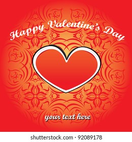 Abstract red heart on vintage background - vector illustration. St. Valentine's Day greeting card