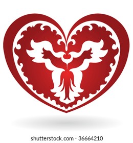 Abstract red heart on white background