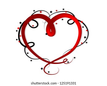 Abstract red heart over white background
