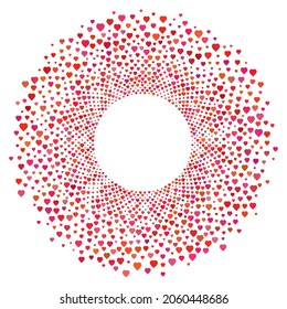Abstract red heart pattern circle frame vector illustration. Simple eps 8 without effect or transparencies.