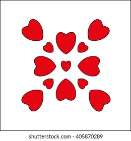 Abstract red heart  shape design for love symbols.
