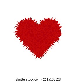 Abstract red heart with sharp texture. Vector.
