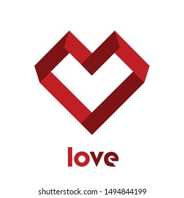Abstract red heart. Strong logo. Web design. Vector.