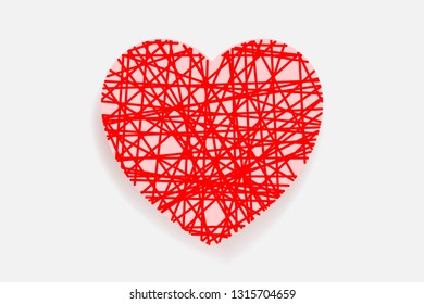 Abstract red heart symbol for Valentine's Day with area for copy space. Heart shape for decorative card, website and template design. Vector illustration.
