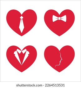 Abstract red heart symbols set with different ties and bows. Cute heart signs for greating cards and holiday invitations. Happy Valentine Day wallpaper
